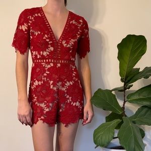 ASTR The Label red lace romper
